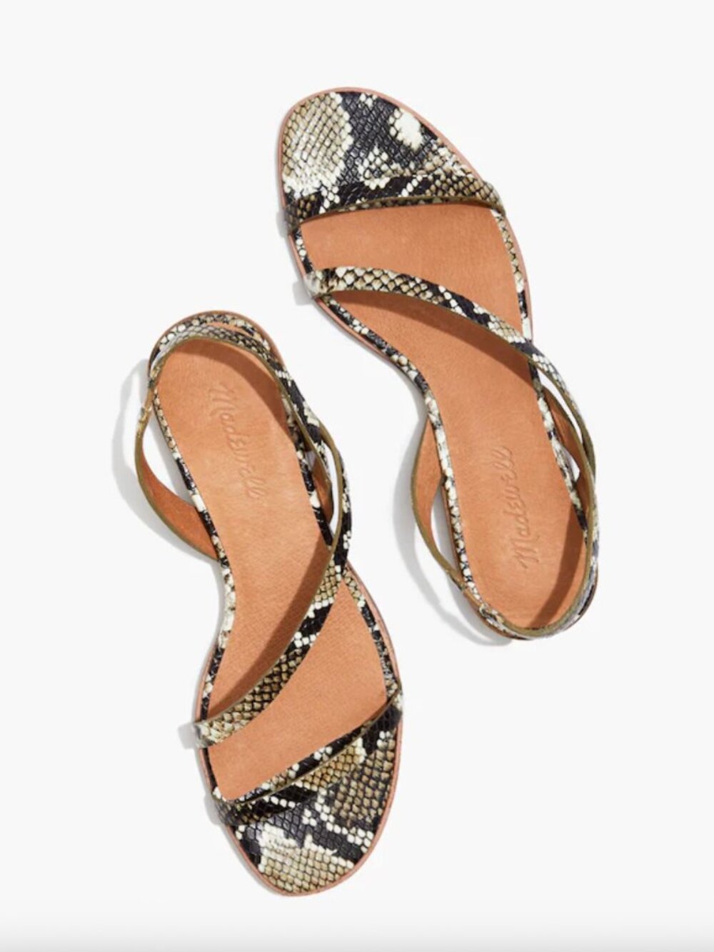 Madewell Heidi Slingback Sandal — Snake-Embossed Leather — Size 7.5